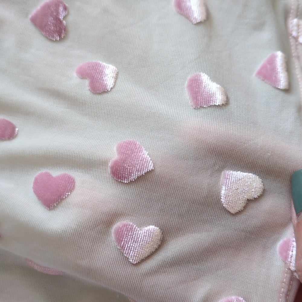 Pink Heart Patterned Sheer Slip Dress - Picture 2 of 3